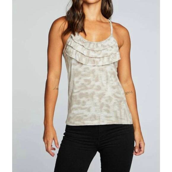Chaser Linen Jersey Ruffle Cami Tank Top - Picture 1 of 6